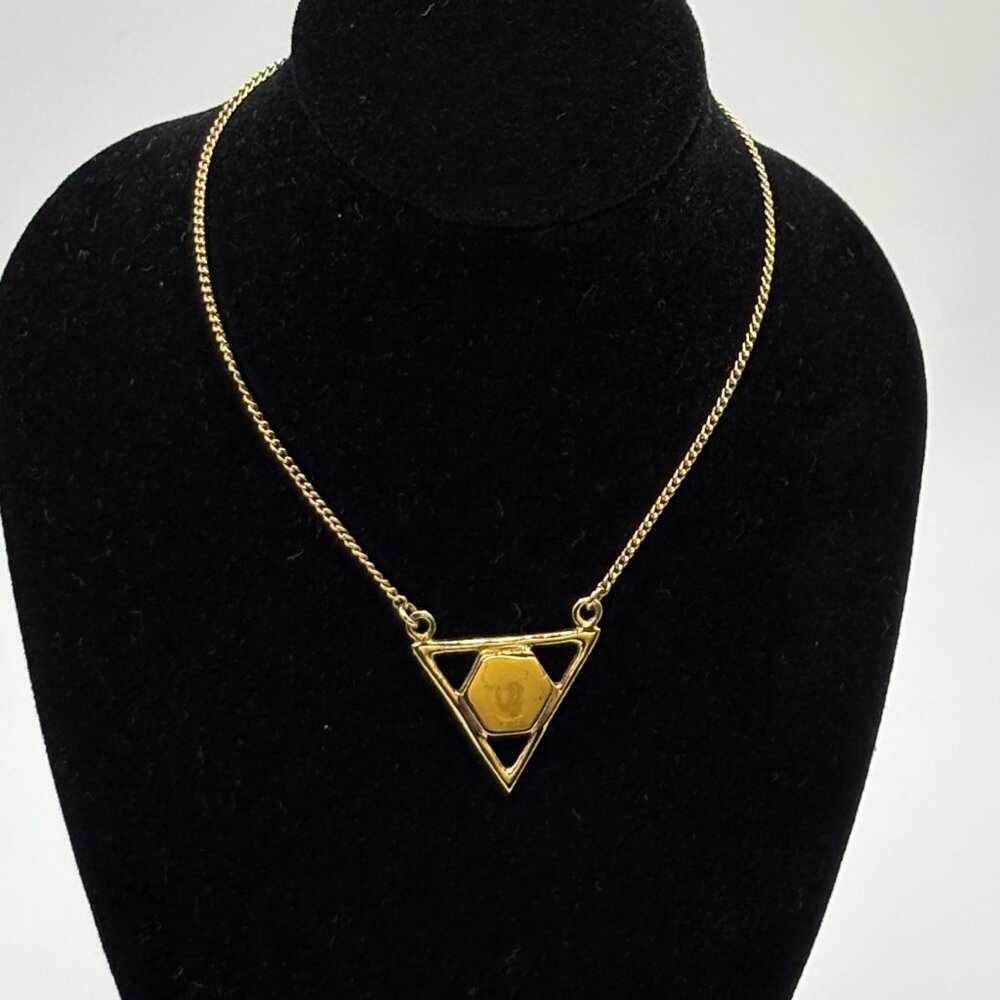 14K Yellow Gold-Plated Sterling Silver Hexagon Necklace